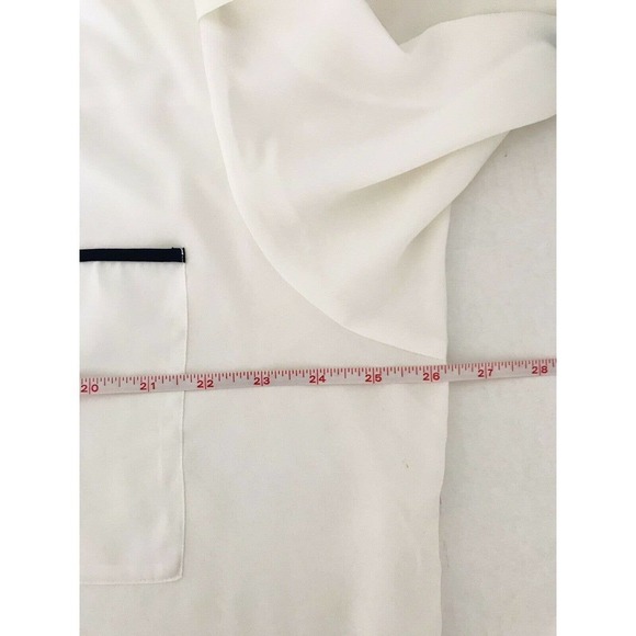 Oscar de la Renta | Vintage Top Womens Size 42 White Button Front Mock Neck - Picture 9 of 11